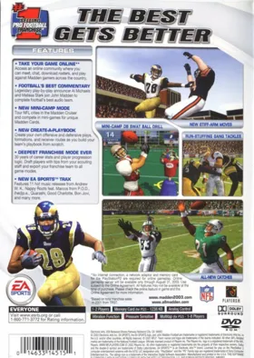 Madden NFL 2003 box cover back